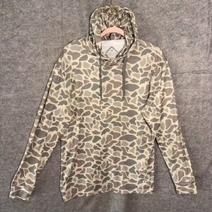 Burlebo Camo Hoodie Mens Sz M Brown Gray Camo Lightweight Stretch